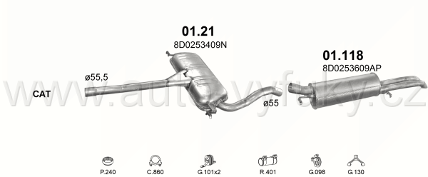 AUDI A4 2.8 SEDAN, KOMBI 11/1994-7/1997 2771ccm 128kW / 174HP KAT 2.8 V6 AAH