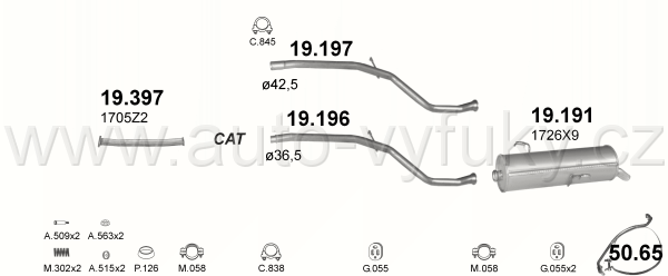 PEUGEOT 206 1.4 HATCHBACK 9/1998-0/2001 1360ccm 55kW / 75HP KAT 1.4i