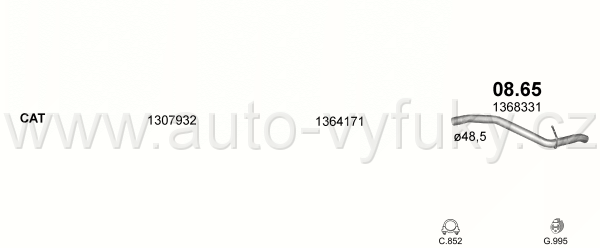FORD FOCUS 1.6 SEDAN 9/2004-7/2011 1596ccm 74kW / 100HP KAT 1.6i 16V