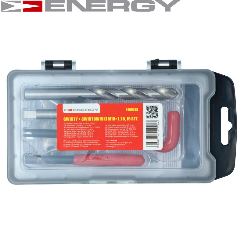 Energy sada na opravu závitů M10×1,25, 15 dílů