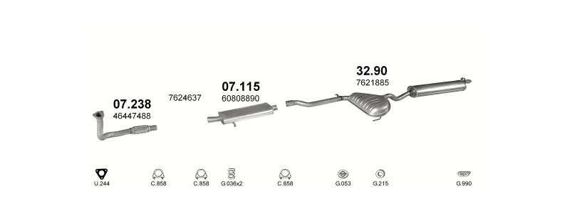 Schéma výfukového systému LANCIA DEDRA 1.9 D