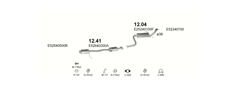 Schéma výfukového systému MAZDA 323 1.1