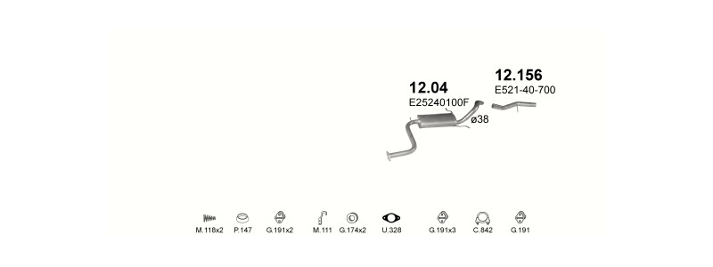 Schéma výfukového systému MAZDA 323 1.3