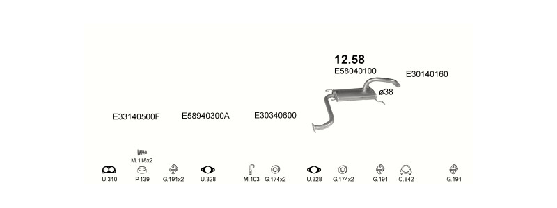 Schéma výfukového systému MAZDA 323 1.5