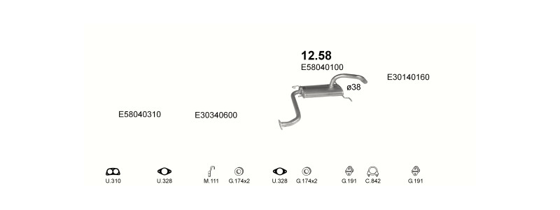 Schéma výfukového systému MAZDA 323 1.5