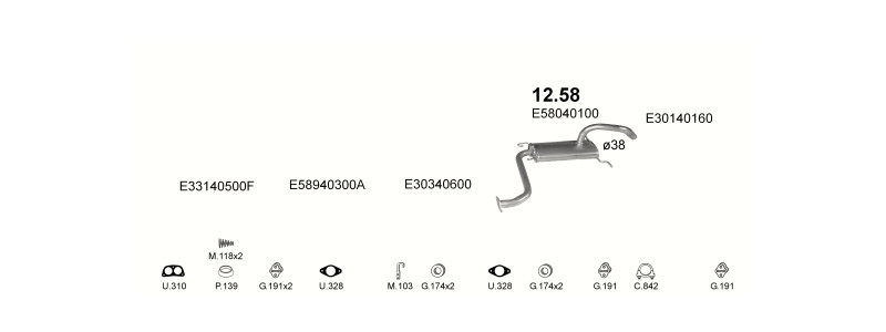 Schéma výfukového systému MAZDA 323 1.5