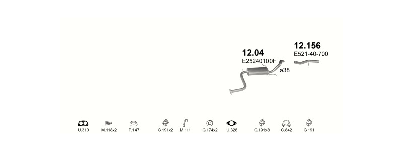 Schéma výfukového systému MAZDA 323 1.5
