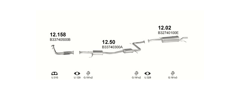 Schéma výfukového systému MAZDA 323 1.6