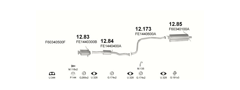 Schéma výfukového systému MAZDA 626 1.6