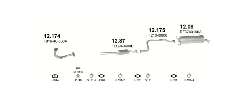 Schéma výfukového systému MAZDA 626 1.8