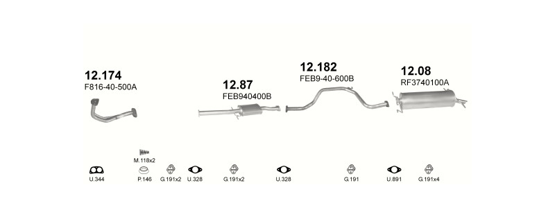 Schéma výfukového systému MAZDA 626 1.8