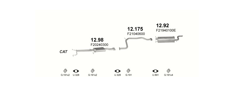 Schéma výfukového systému MAZDA 626 2.2