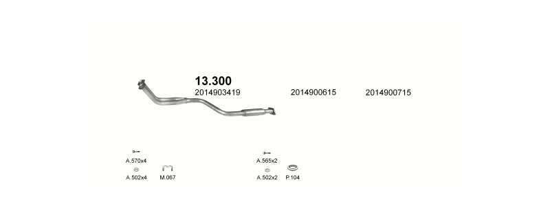 Schéma výfukového systému MERCEDES 190 - W201 2.3