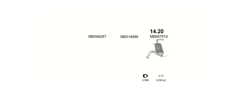 Schéma výfukového systému MITSUBISHI COLT 1.8 D