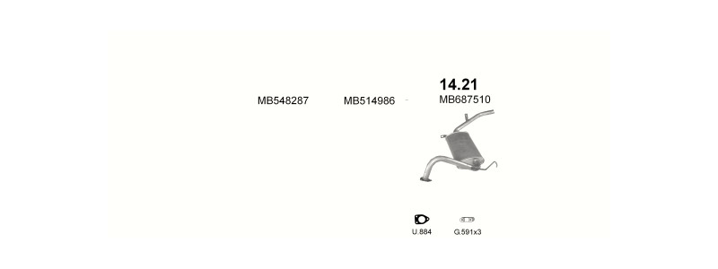 Schéma výfukového systému MITSUBISHI LANCER 1.8 D