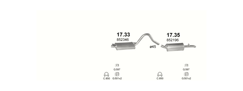 Schéma výfukového systému OPEL REKORD E 1.8
