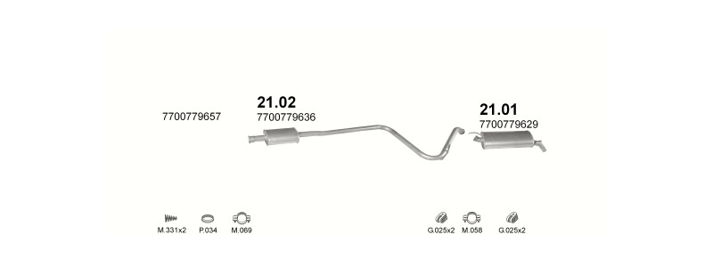 Schéma výfukového systému RENAULT R5 SUPER 1.2