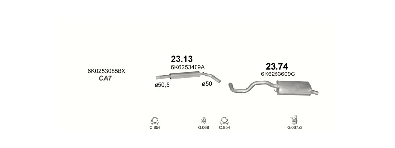 Schéma výfukového systému SEAT IBIZA 1.6