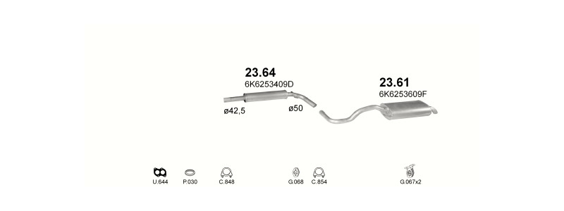 Schéma výfukového systému SEAT IBIZA 1.6