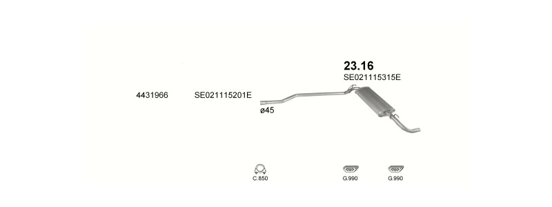 Schéma výfukového systému SEAT IBIZA 1.7 D