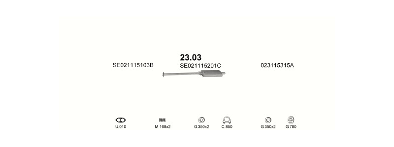 Schéma výfukového systému SEAT MALAGA 1.2