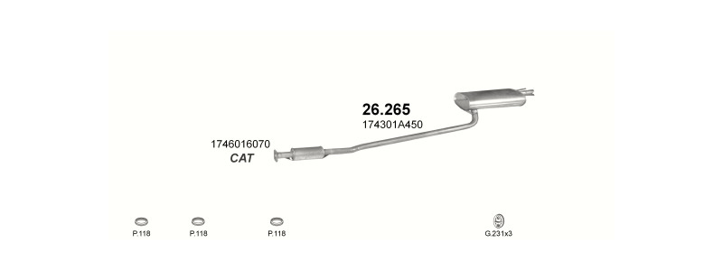 Schéma výfukového systému TOYOTA CARINA E 1.6