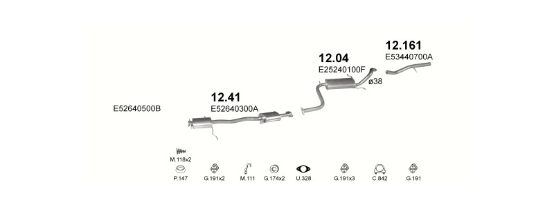 Schéma výfukového systému MAZDA 323 1.3