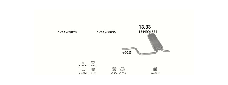 Schéma výfukového systému MERCEDES E220 - T124 2.2