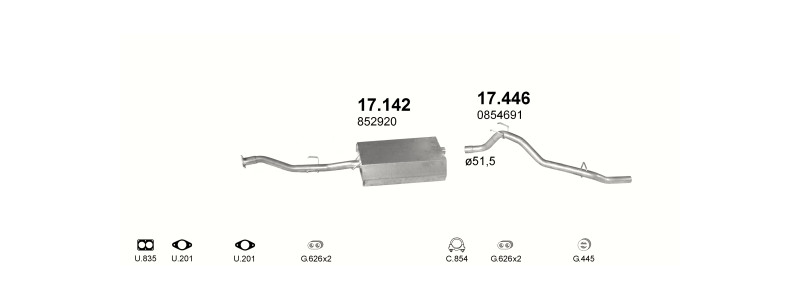Schéma výfukového systému OPEL FRONTERA A 2.4