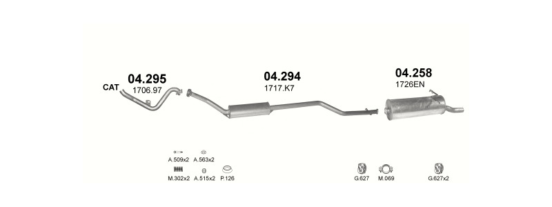 Schéma výfukového systému CITROEN XSARA PICASSO 1.6