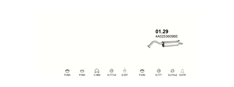 Schéma výfukového systému AUDI A6 2.6