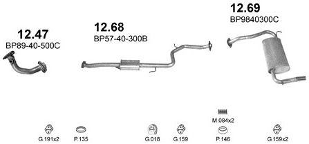 Schéma výfukového systému MAZDA 323 1.8