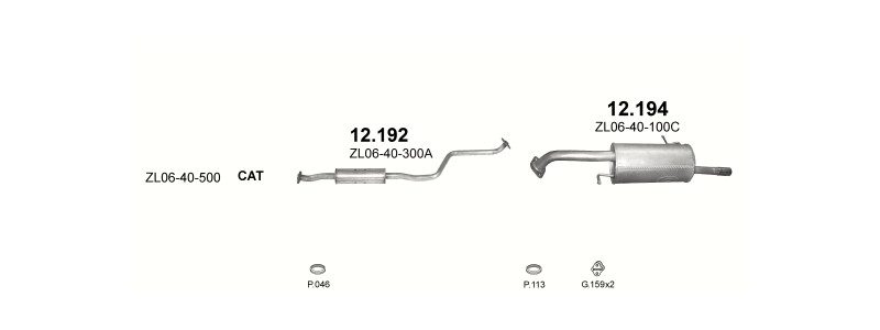 Schéma výfukového systému MAZDA 323 1.5