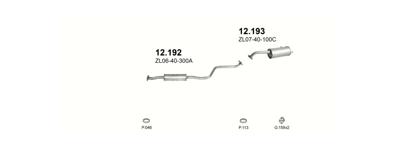 Schéma výfukového systému MAZDA 323 F 1.5