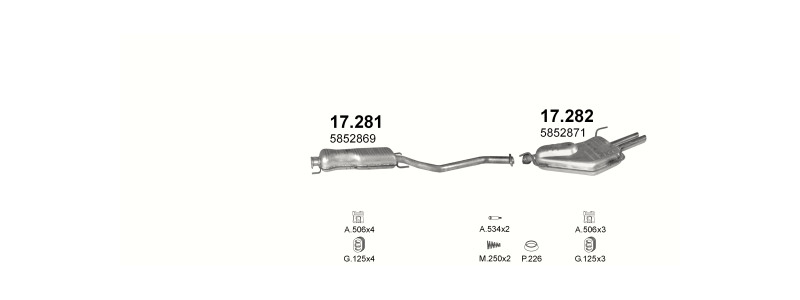 Schéma výfukového systému OPEL VECTRA B 2.6