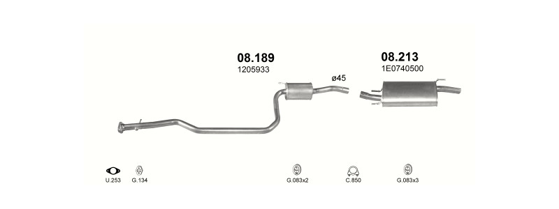 Schéma výfukového systému MAZDA 121 1.8 D