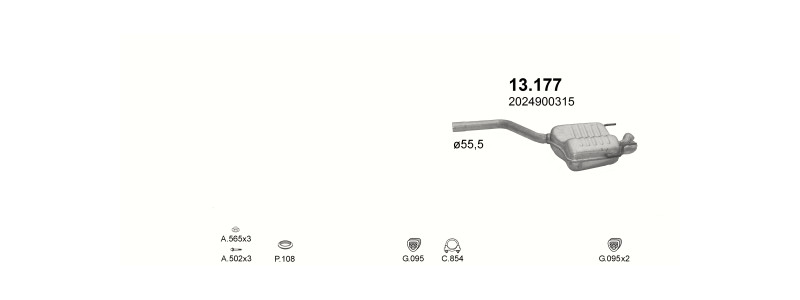 Schéma výfukového systému MERCEDES C220 - W202 2.2