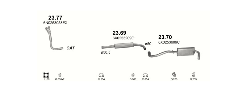 Schéma výfukového systému SEAT AROSA 1.7 D