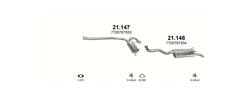 Schéma výfukového systému RENAULT R19 1.8