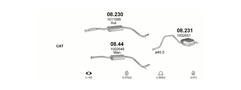 Schéma výfukového systému FORD MONDEO 1.6