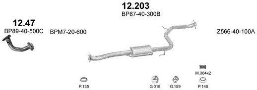 Schéma výfukového systému MAZDA 323 1.8