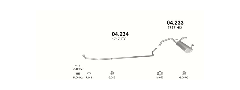 Schéma výfukového systému PEUGEOT 107 1.0