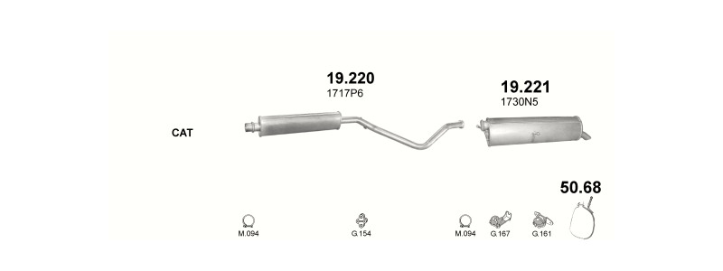 Schéma výfukového systému CITROEN C4 2.0