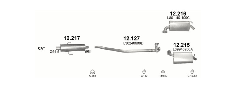 Schéma výfukového systému MAZDA 6 2.0