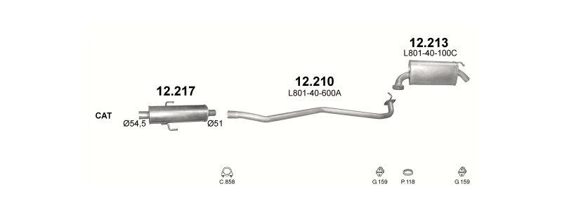 Schéma výfukového systému MAZDA 6 1.8