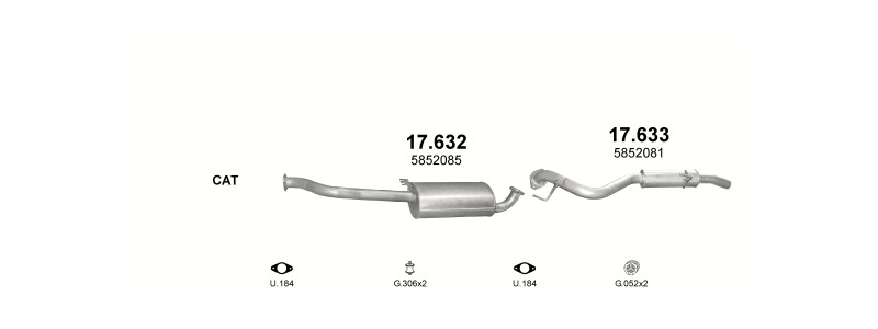 Schéma výfukového systému OPEL FRONTERA B 2.2 D