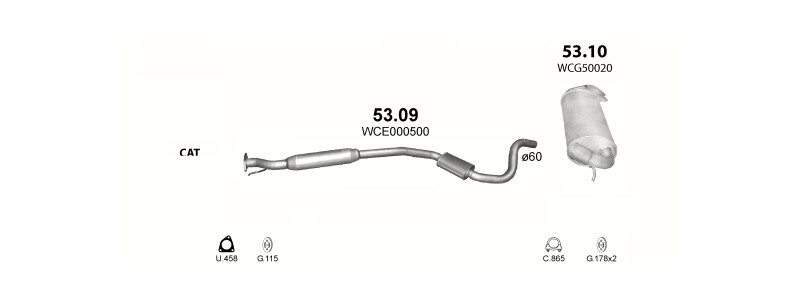 Schéma výfukového systému LAND ROVER FREELANDER 2.5