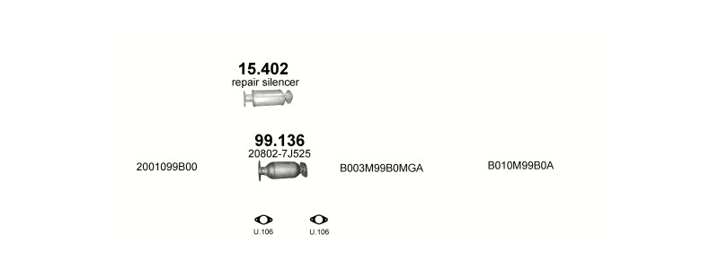 Schéma výfukového systému NISSAN MICRA 1.3
