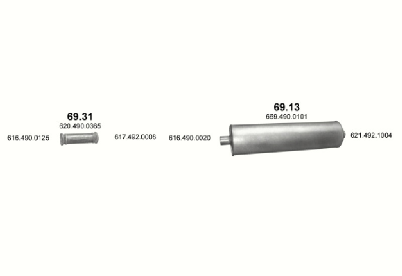 Schéma výfukového systému MERCEDES 10-16 T 1419 C/1420