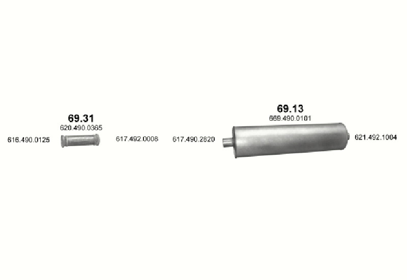 Schéma výfukového systému MERCEDES 10-16 T 1419 CL/1420 L/1420 LS